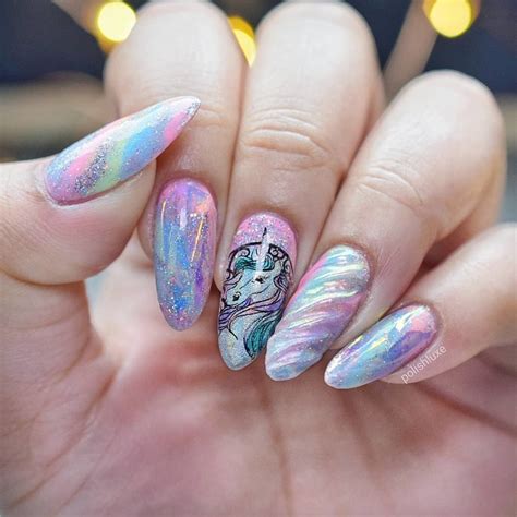 unicorn nail art designs|iridescent nail ideas.